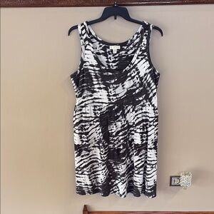 Kenar tie dye tank casual stretch dress charcoal gray white super soft 2X